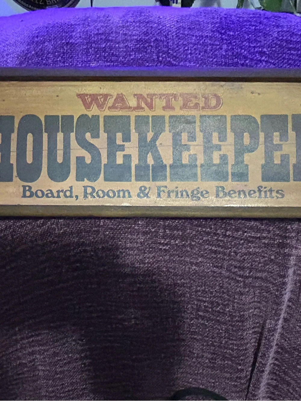 Vintage WANTED Housekeeper Funny Wood Sign | Western/CowboyMan Cave Deco